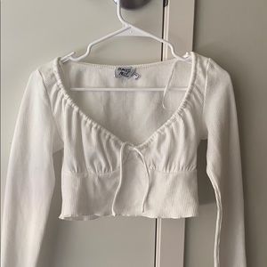 Long sleeve white crop top